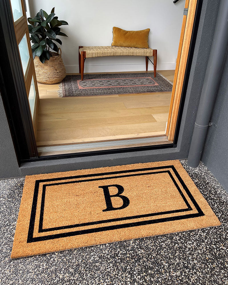 Double Border Initial Custom Doormat