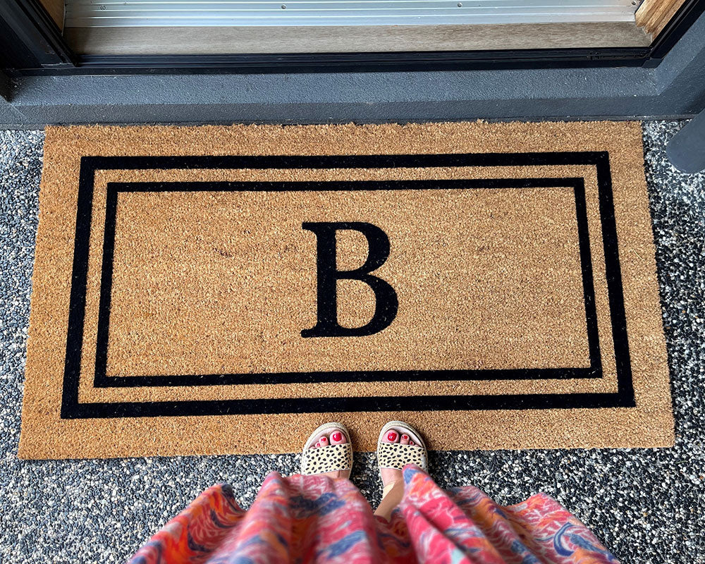 Double Border Initial Custom Doormat