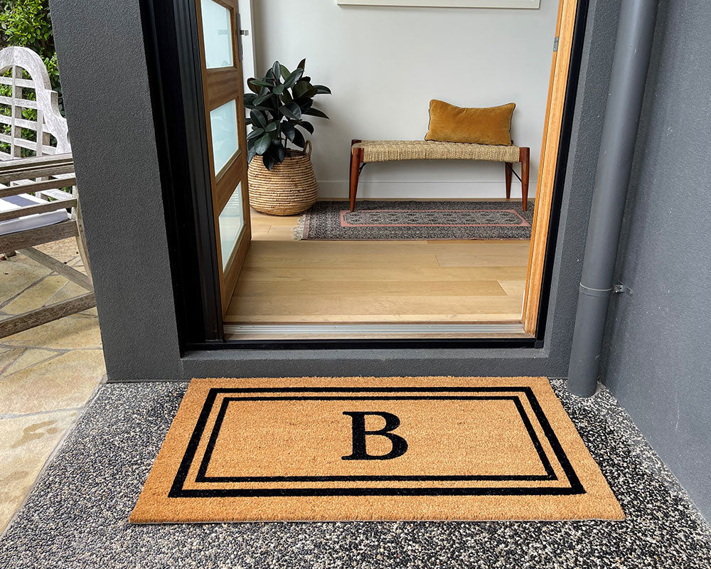 Double Border Initial Custom Doormat