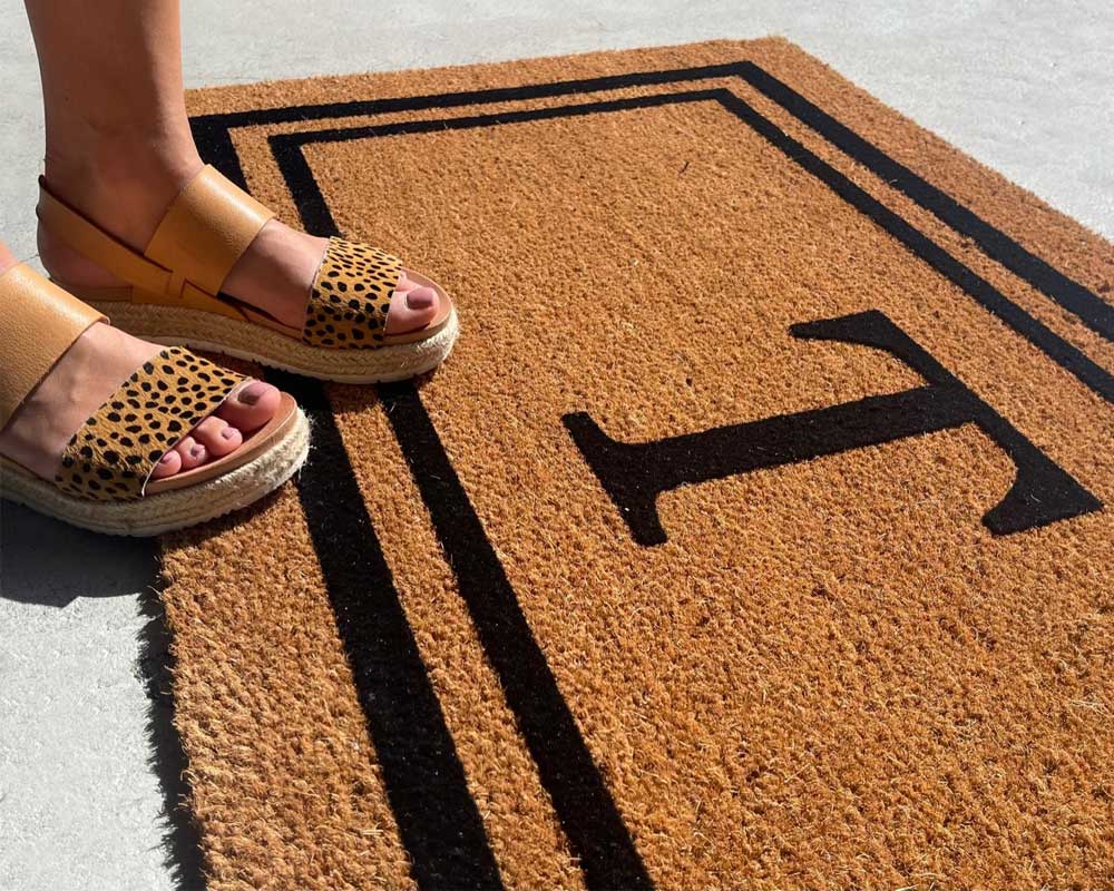 Double Border Initial Custom Doormat