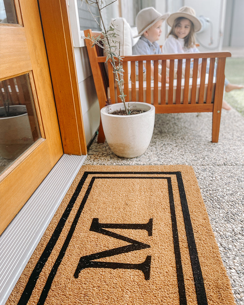 Double Border Initial Custom Doormat