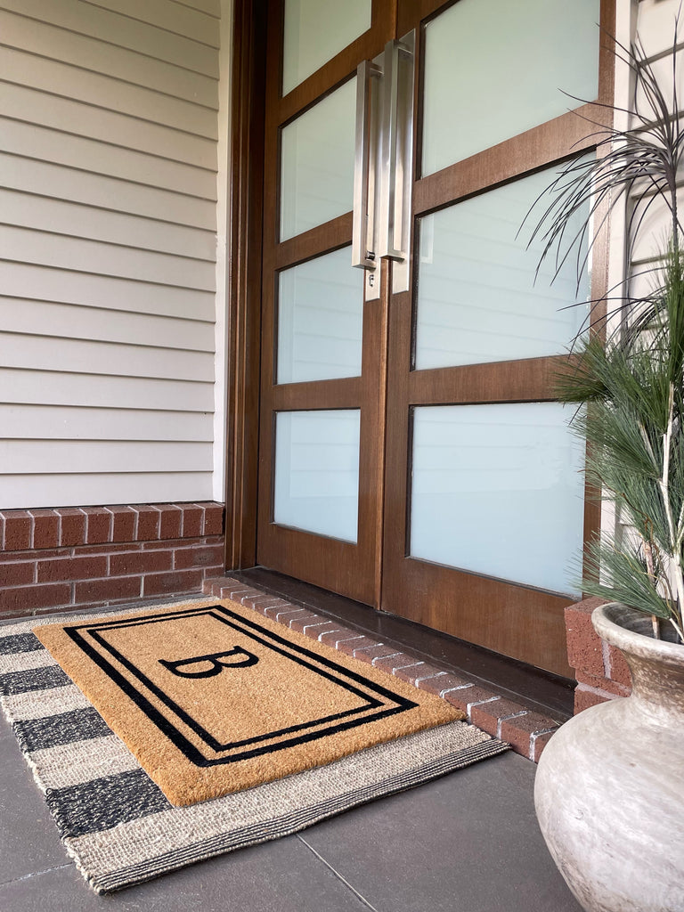 Double Border Initial Custom Doormat